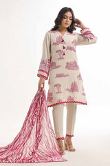 3 Piece Unstitched Printed Lawn Jacquard Suit with Denting Lawn Dupatta MJ-42047