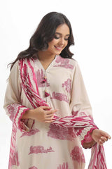 3 Piece Unstitched Printed Lawn Jacquard Suit with Denting Lawn Dupatta MJ-42047