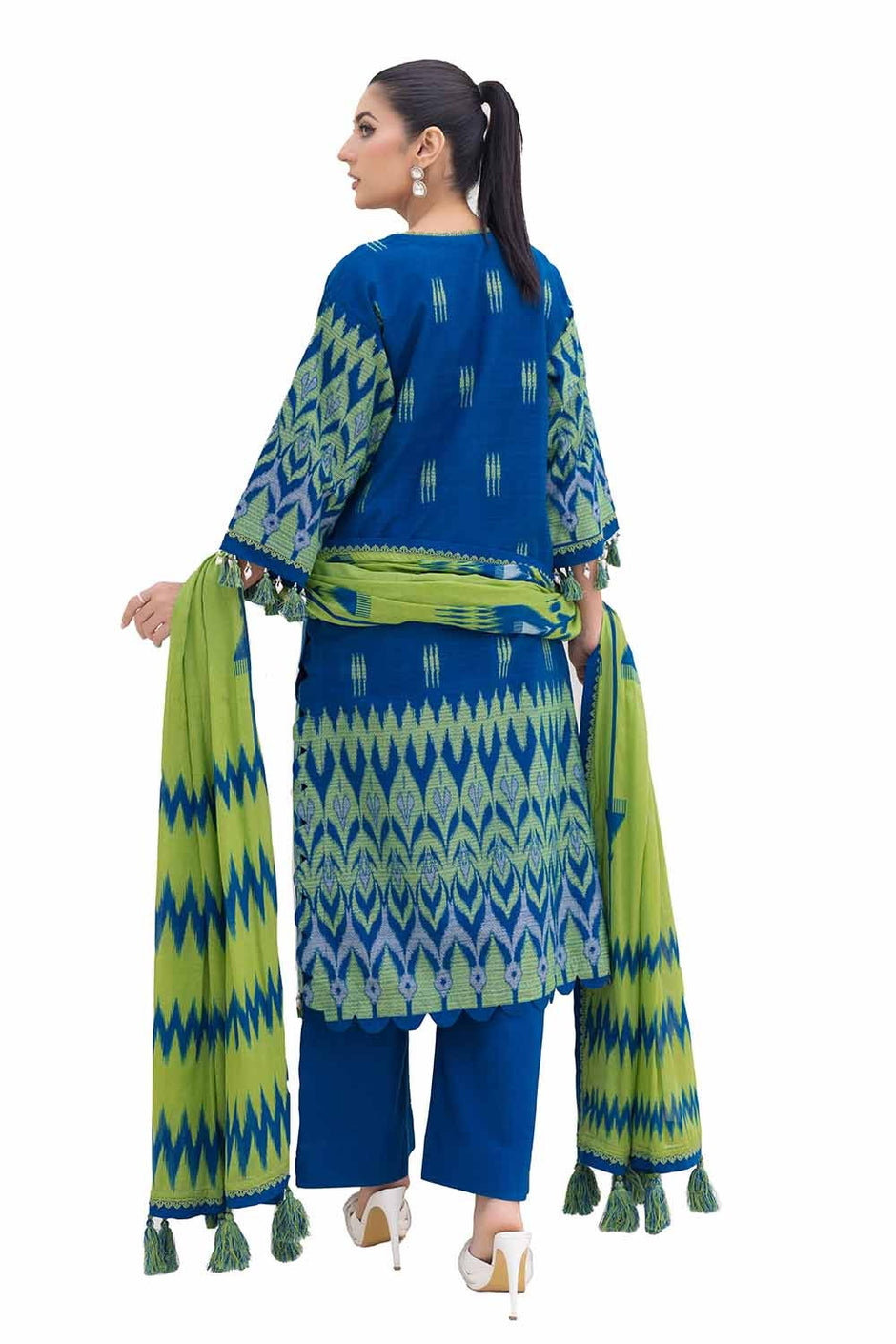 3 Piece Unstitched Jacquard Suit with Printed Cotton Net Dupatta