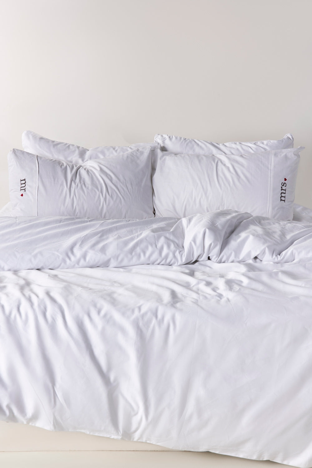 Mr and Mrs Dyed Embroidered 2Pcs Pillow Covers