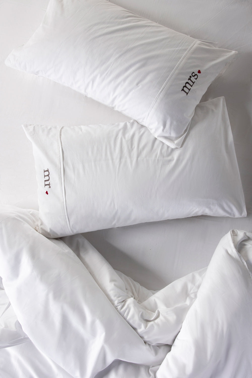 Mr and Mrs Dyed Embroidered 2Pcs Pillow Covers
