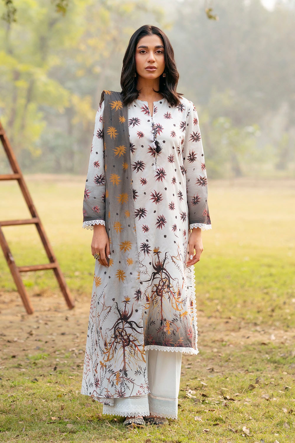 3 Piece Unstitched Jacquard Suit with Printed Lawn Dupatta
