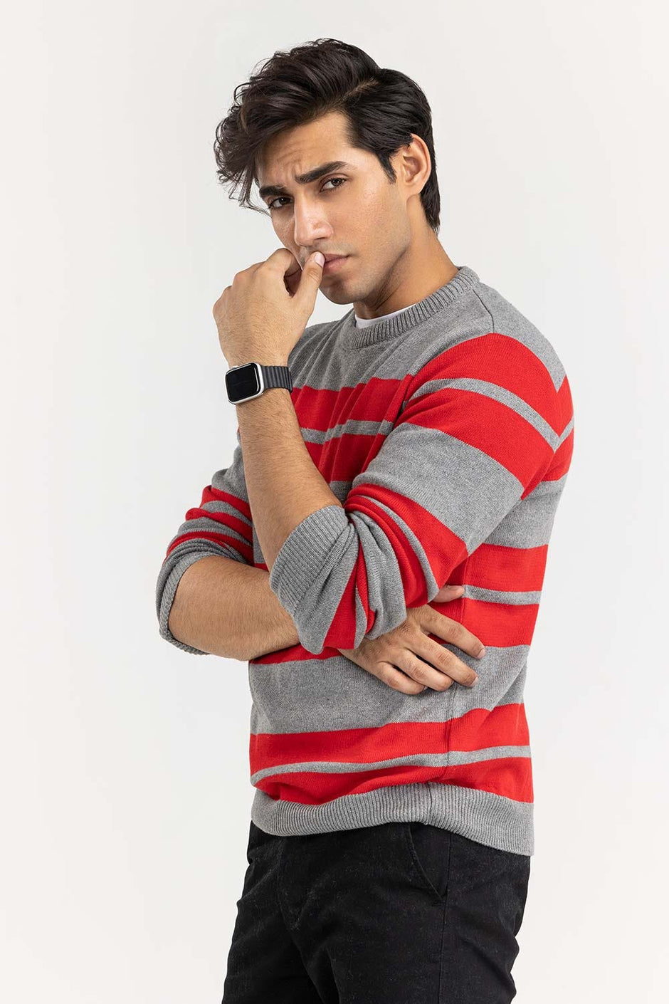 Multi Color Striped Crew Neck Sweater SWT-FFSCN22-214