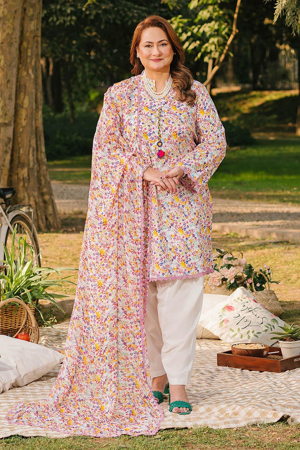 3 Piece Unstitched Printed Lawn Suit with Printed Chiffon Dupatta BM-52030