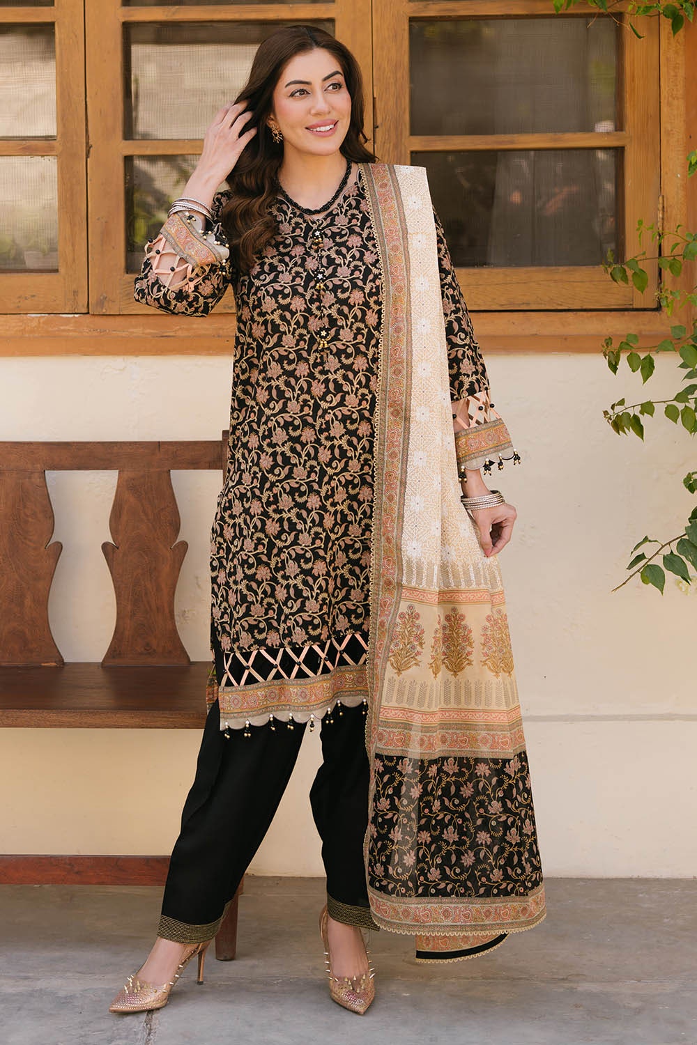 3 Piece Unstitched Printed Lawn Suit with Lacquer Printed Lawn Dupatta CL-42243 B