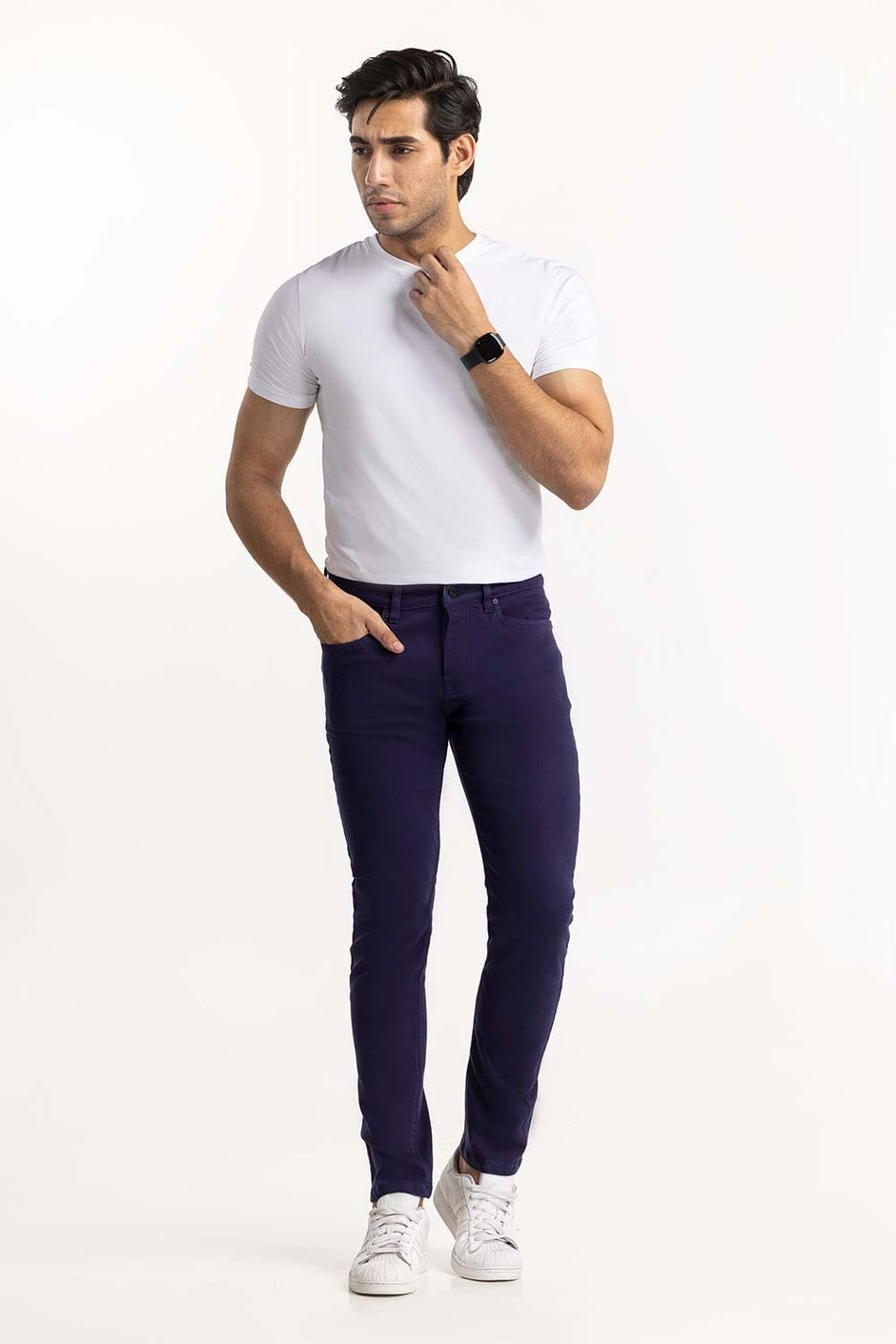 Navy Basic Non Denim Jeans