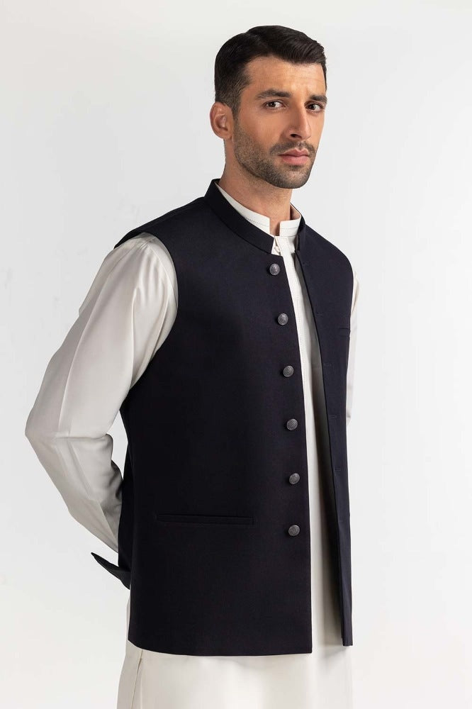 Navy Blue Basic Waist Coat WC-PD24-018