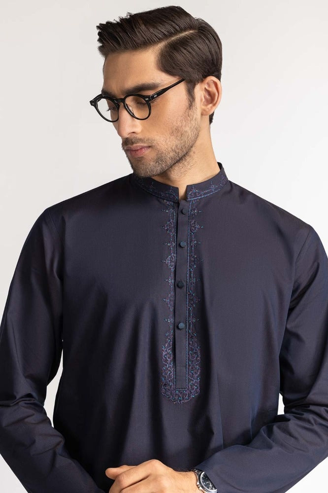 Navy Blue Embroidered Suit SK-E24-013