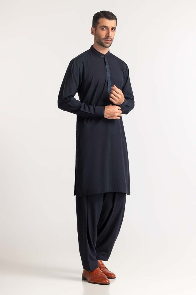Navy Blue Embroidered Suit SK-E24-019