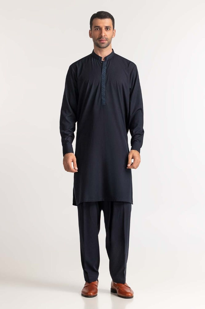 Navy Blue Embroidered Suit SK-E24-019