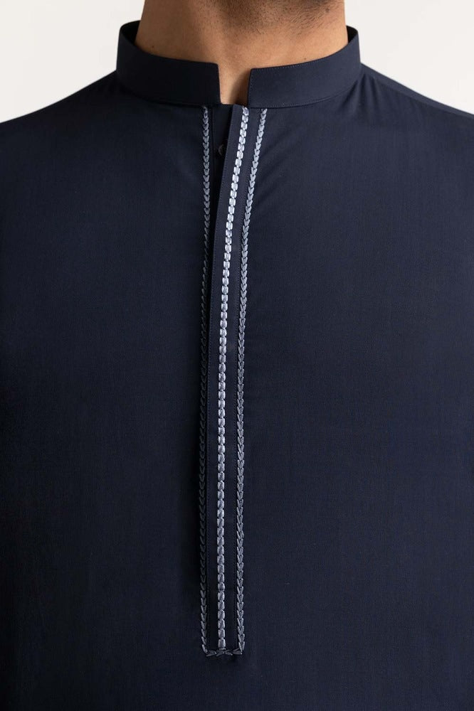 Navy Blue Embroidered Suit