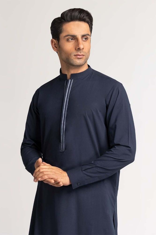 Navy Blue Embroidered Suit