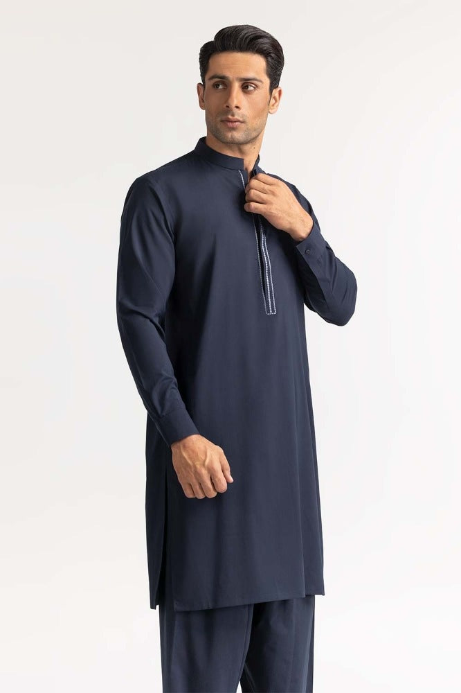 Navy Blue Embroidered Suit