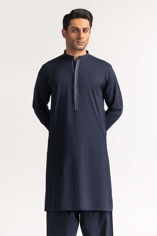 Navy Blue Embroidered Suit