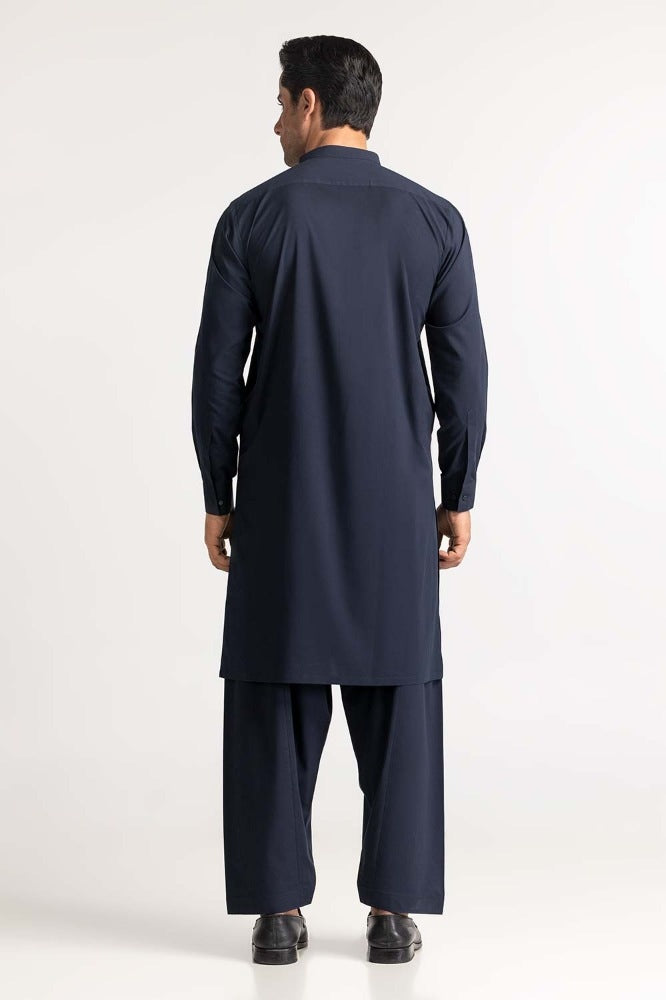 Navy Blue Embroidered Suit