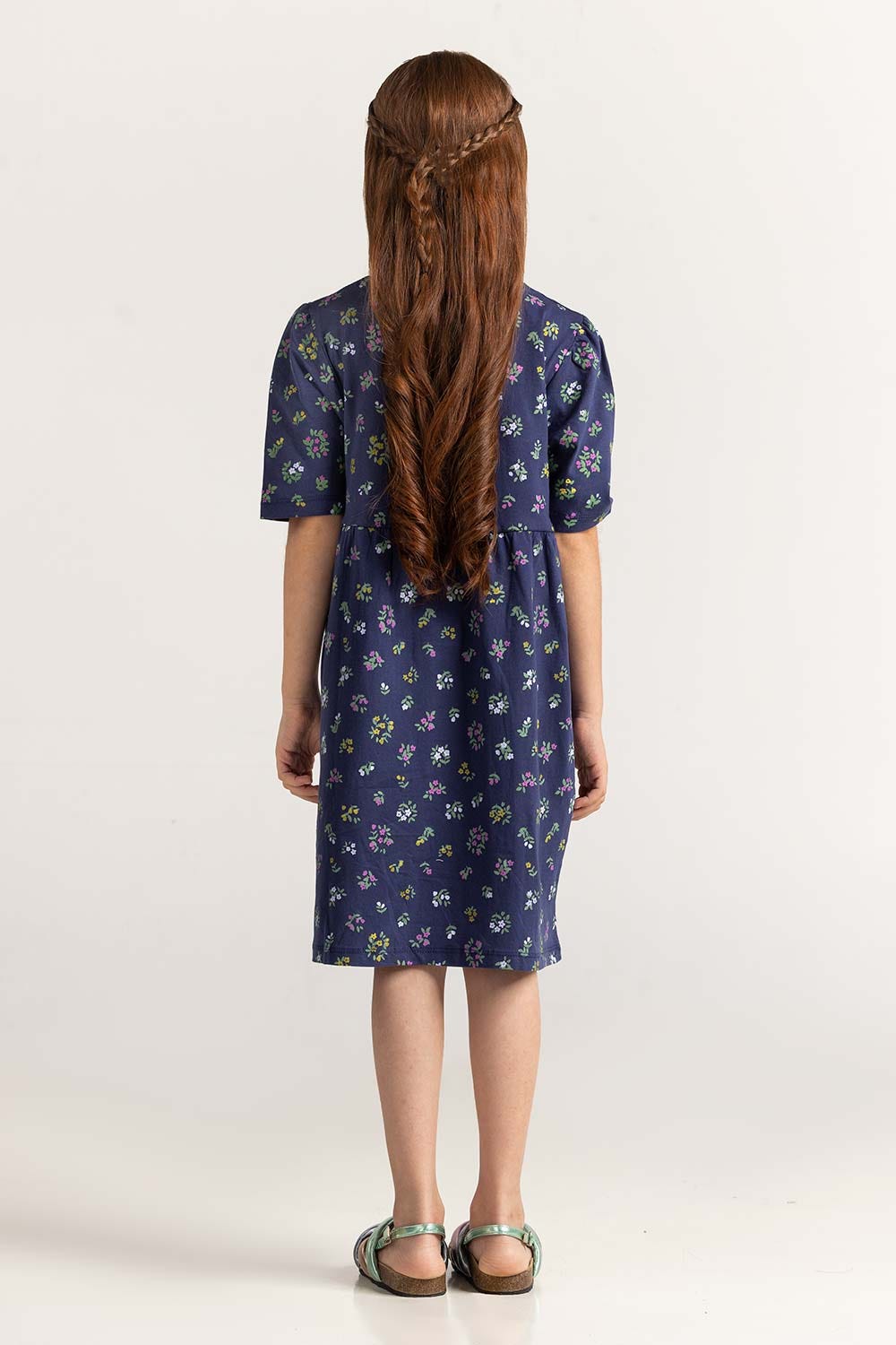 Navy Blue Junior Girl Printed Dress JG-DRS-SS24-403