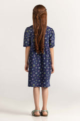 Navy Blue Junior Girl Printed Dress JG-DRS-SS24-403