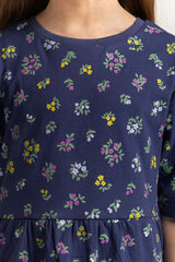 Navy Blue Junior Girl Printed Dress JG-DRS-SS24-403