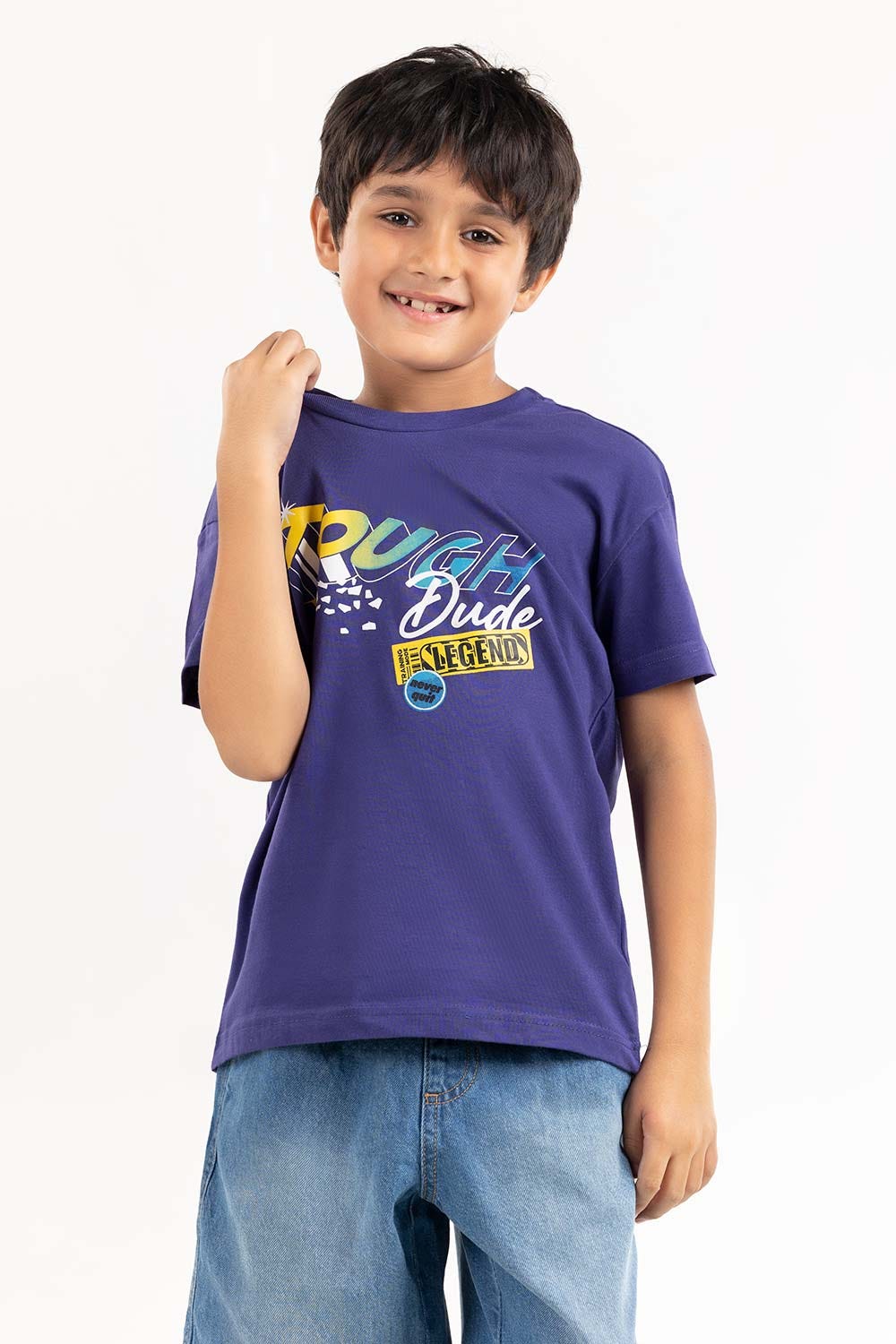 Toddler Boy Navy Blue Printed Knit Top TBKT-2210053