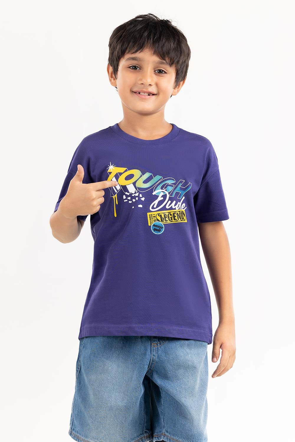 Toddler Boy Navy Blue Printed Knit Top TBKT-2210053