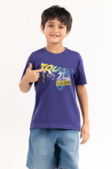 Toddler Boy Navy Blue Printed Knit Top TBKT-2210053