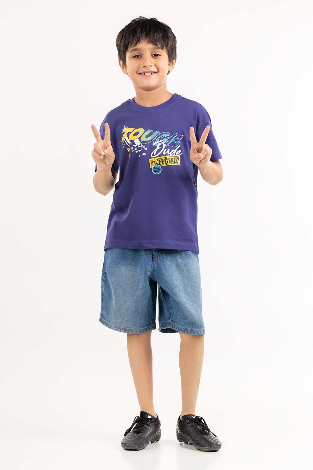 Toddler Boy Navy Blue Printed Knit Top TBKT-2210053
