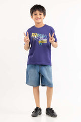 Toddler Boy Navy Blue Printed Knit Top TBKT-2210053