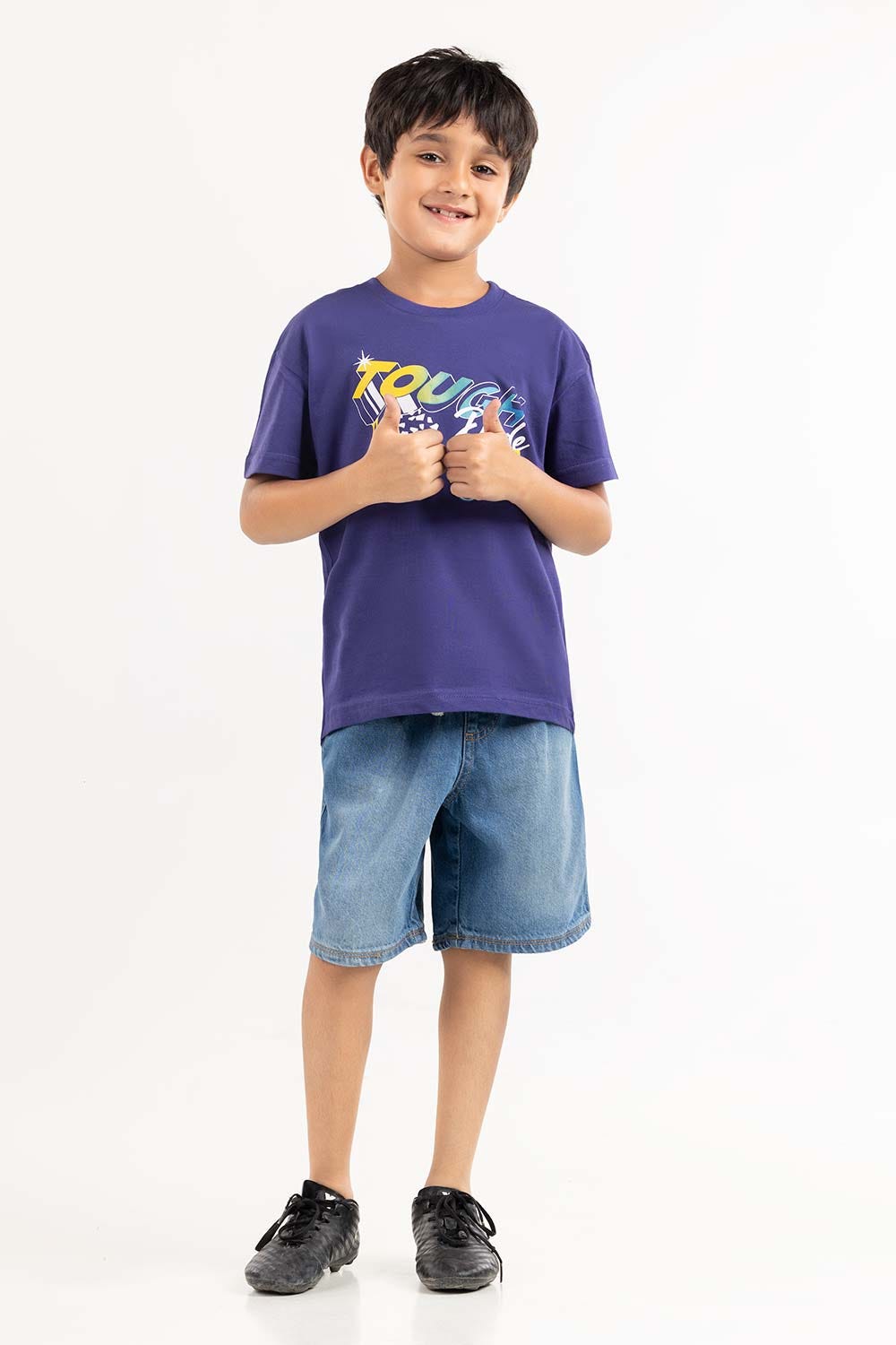 Toddler Boy Navy Blue Printed Knit Top TBKT-2210053