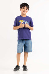 Toddler Boy Navy Blue Printed Knit Top TBKT-2210053