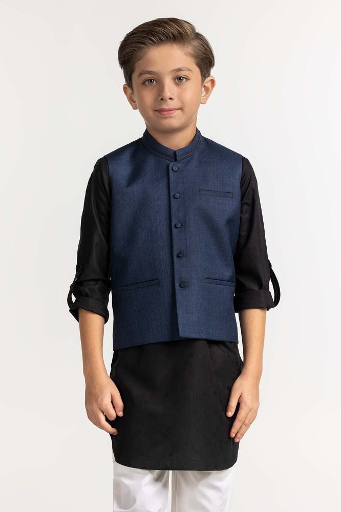 Gul Ahmed Navy Blue Styling Waist Coat KWC-PD23-015, view 1