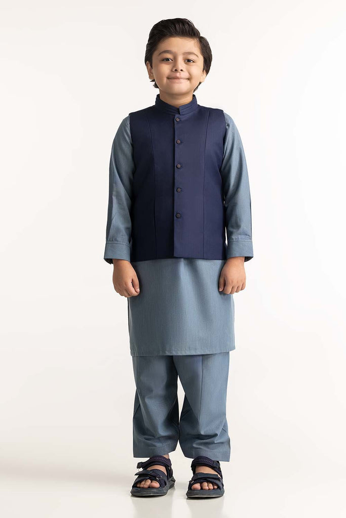 Gul Ahmed Navy Blue Styling Waist Coat KWC-PD24-003, view 1