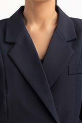 Navy Cropped Blazer 224-210-024
