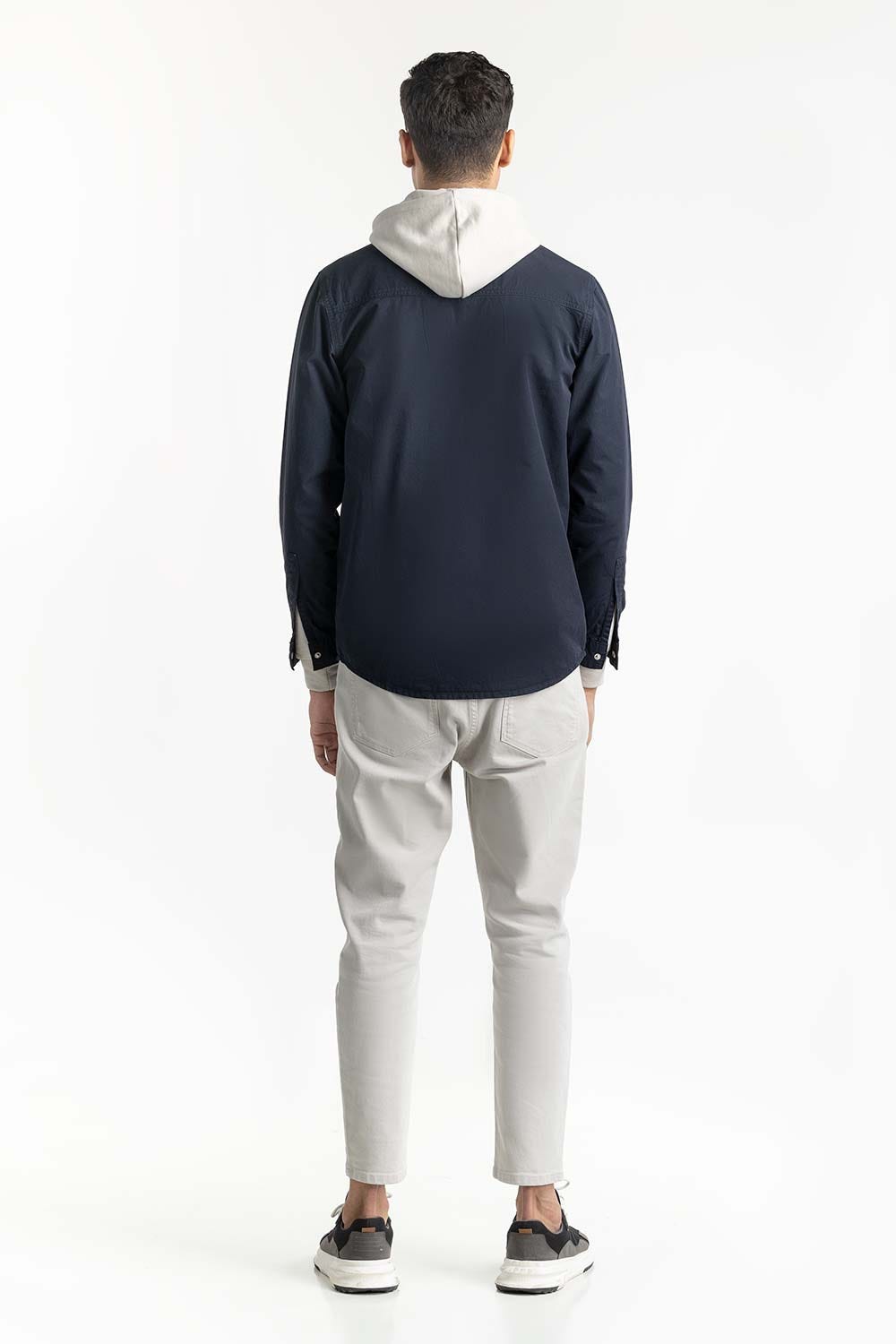 Navy Non-Denim Overshirt 224-117-012