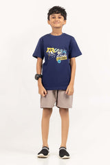 Junior Boy Navy Printed Knit Top JBKT-2210068