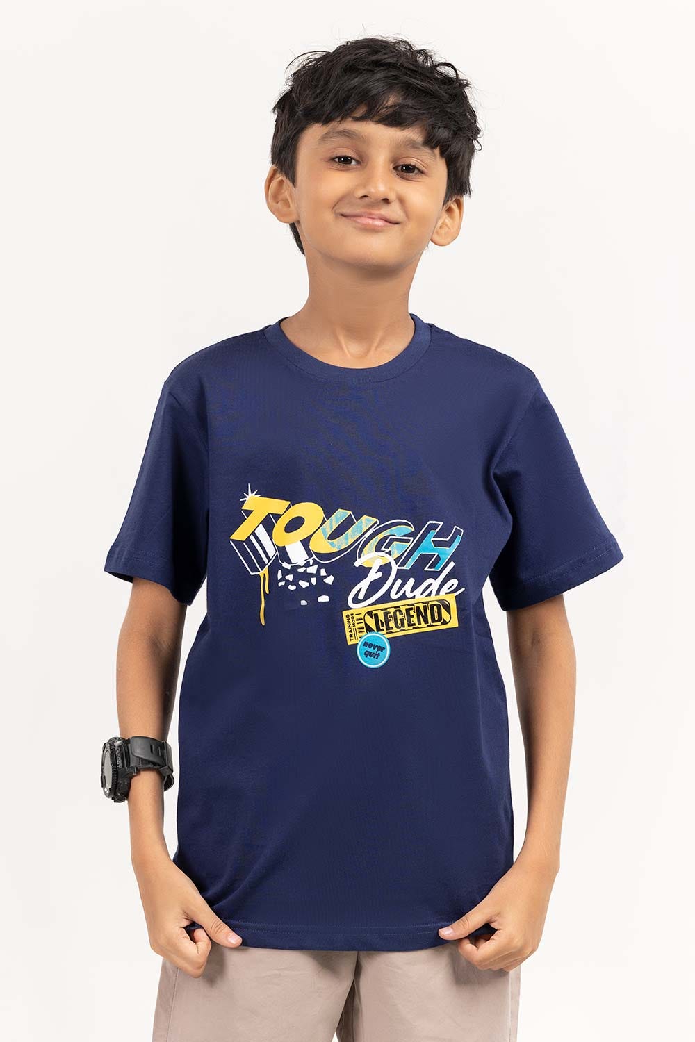 Junior Boy Navy Printed Knit Top JBKT-2210068