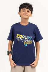 Junior Boy Navy Printed Knit Top JBKT-2210068