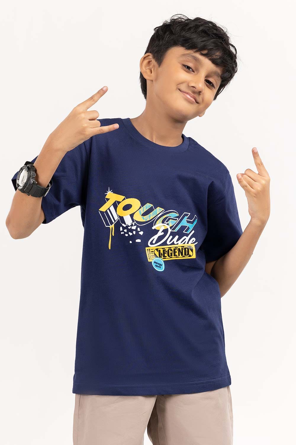 Junior Boy Navy Printed Knit Top JBKT-2210068
