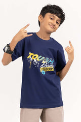 Junior Boy Navy Printed Knit Top JBKT-2210068
