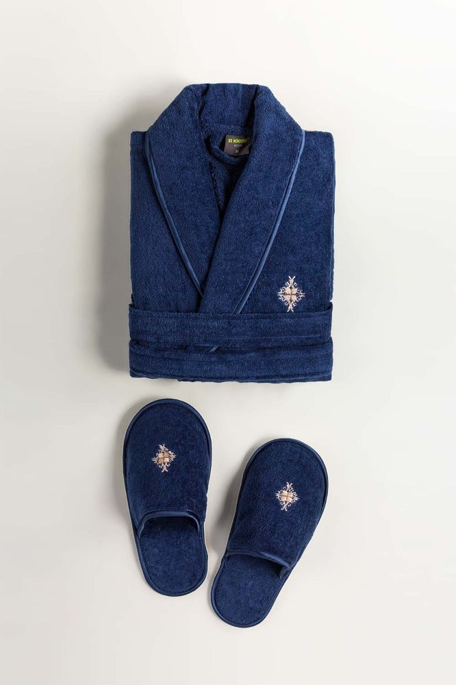 Navy Velour Bathrobe