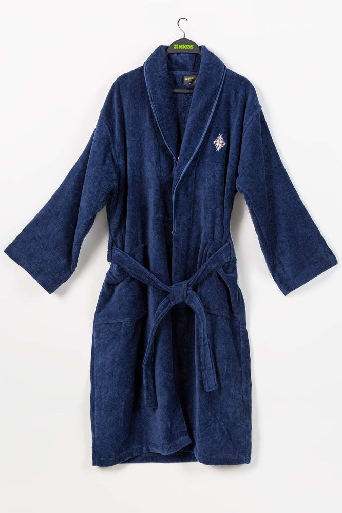 Navy Velour Bathrobe