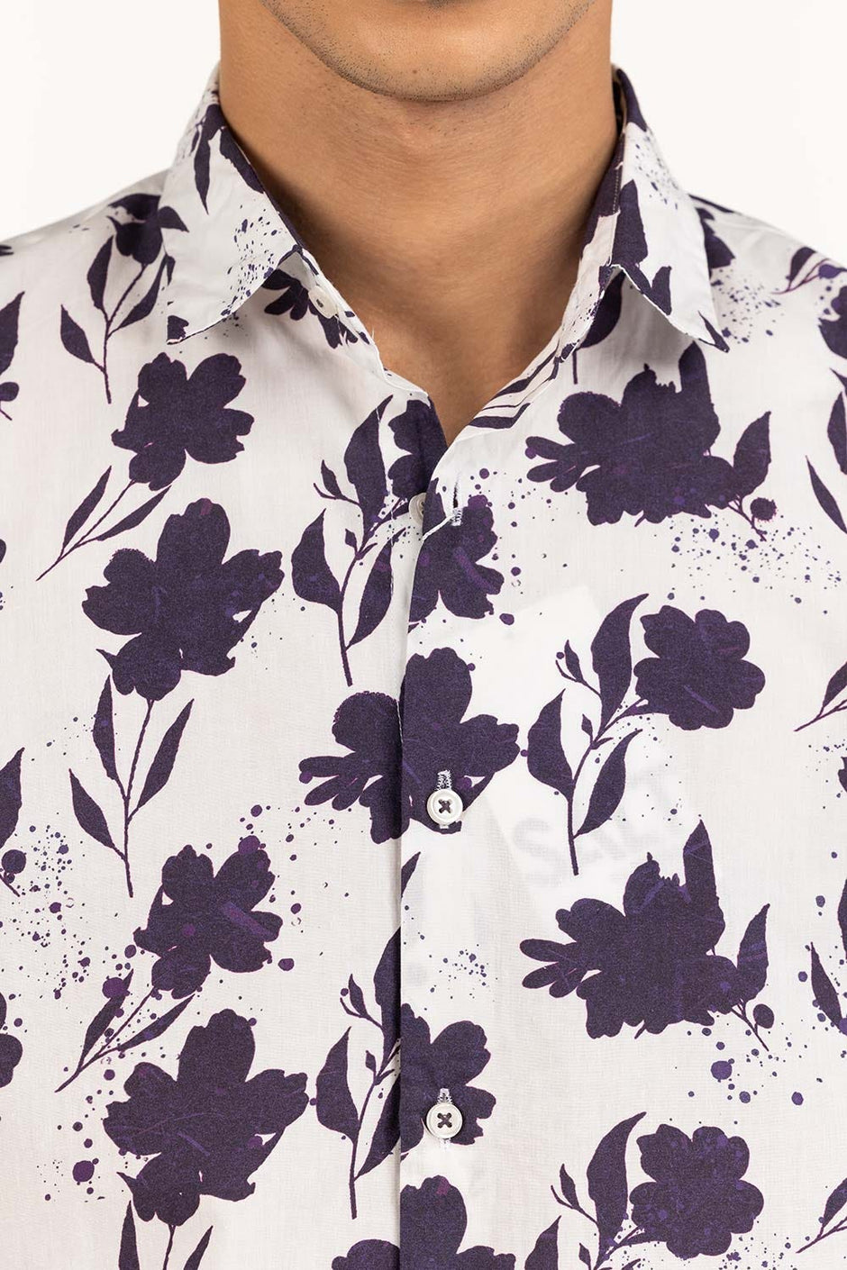 Navy White Printed Casual Shirt CS-PRT22-002