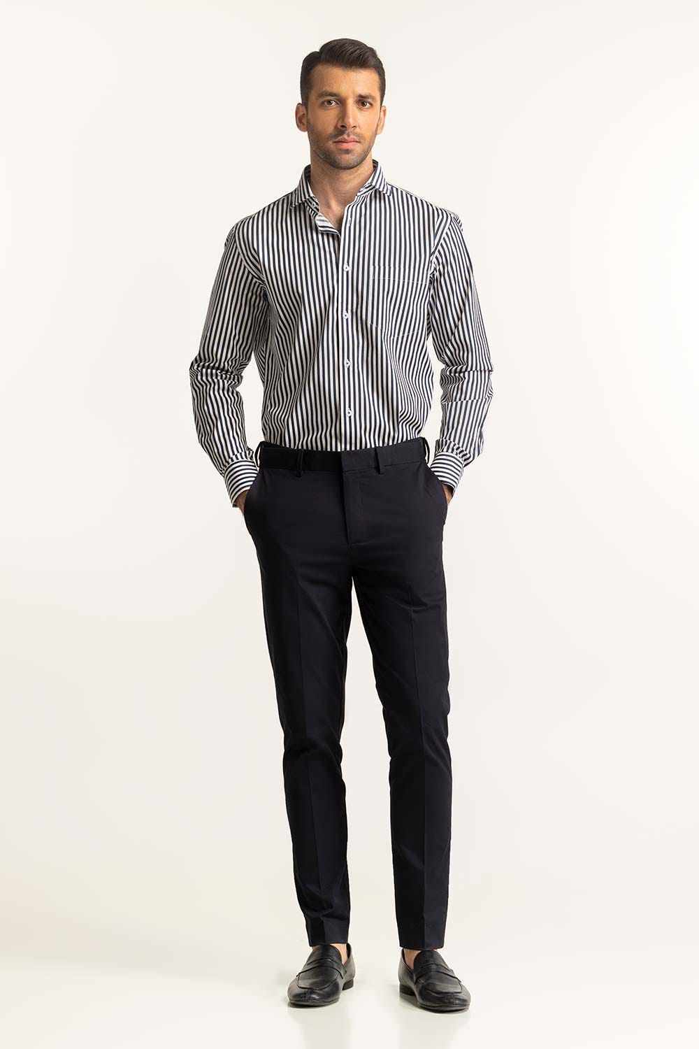 Navy White Stripe Formal Shirt MN-FS-PD24-034