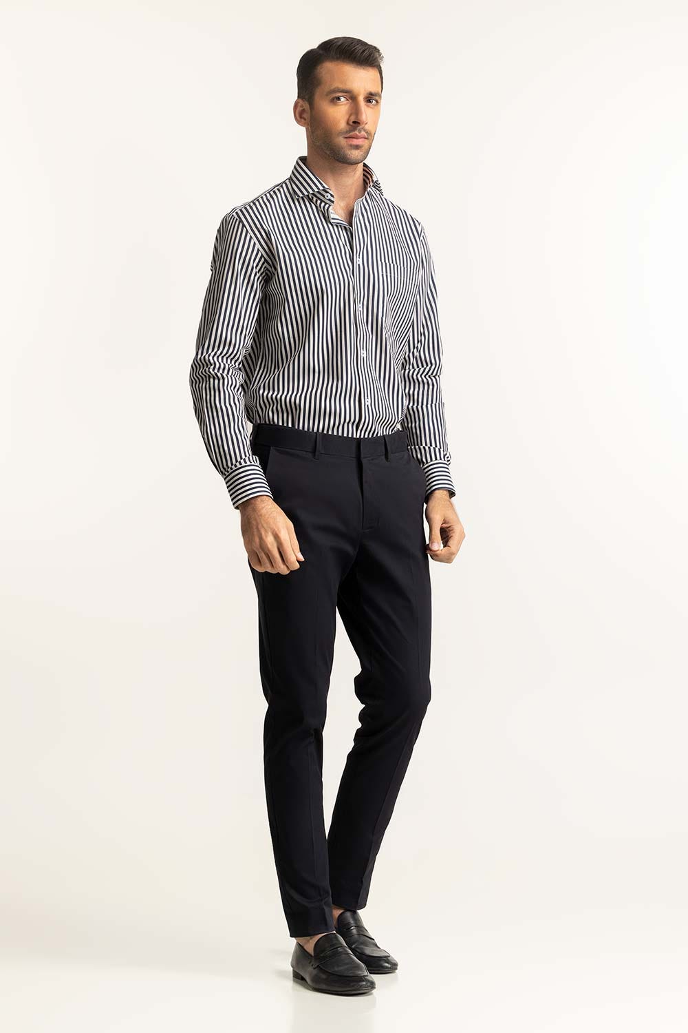 Navy White Stripe Formal Shirt MN-FS-PD24-034