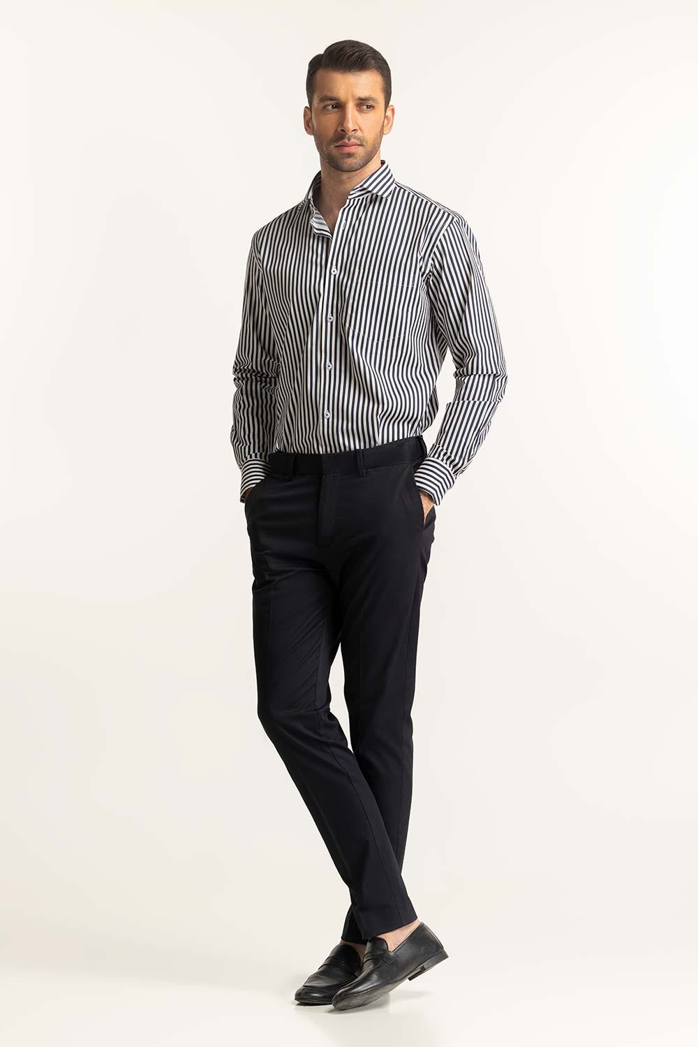 Navy White Stripe Formal Shirt MN-FS-PD24-034