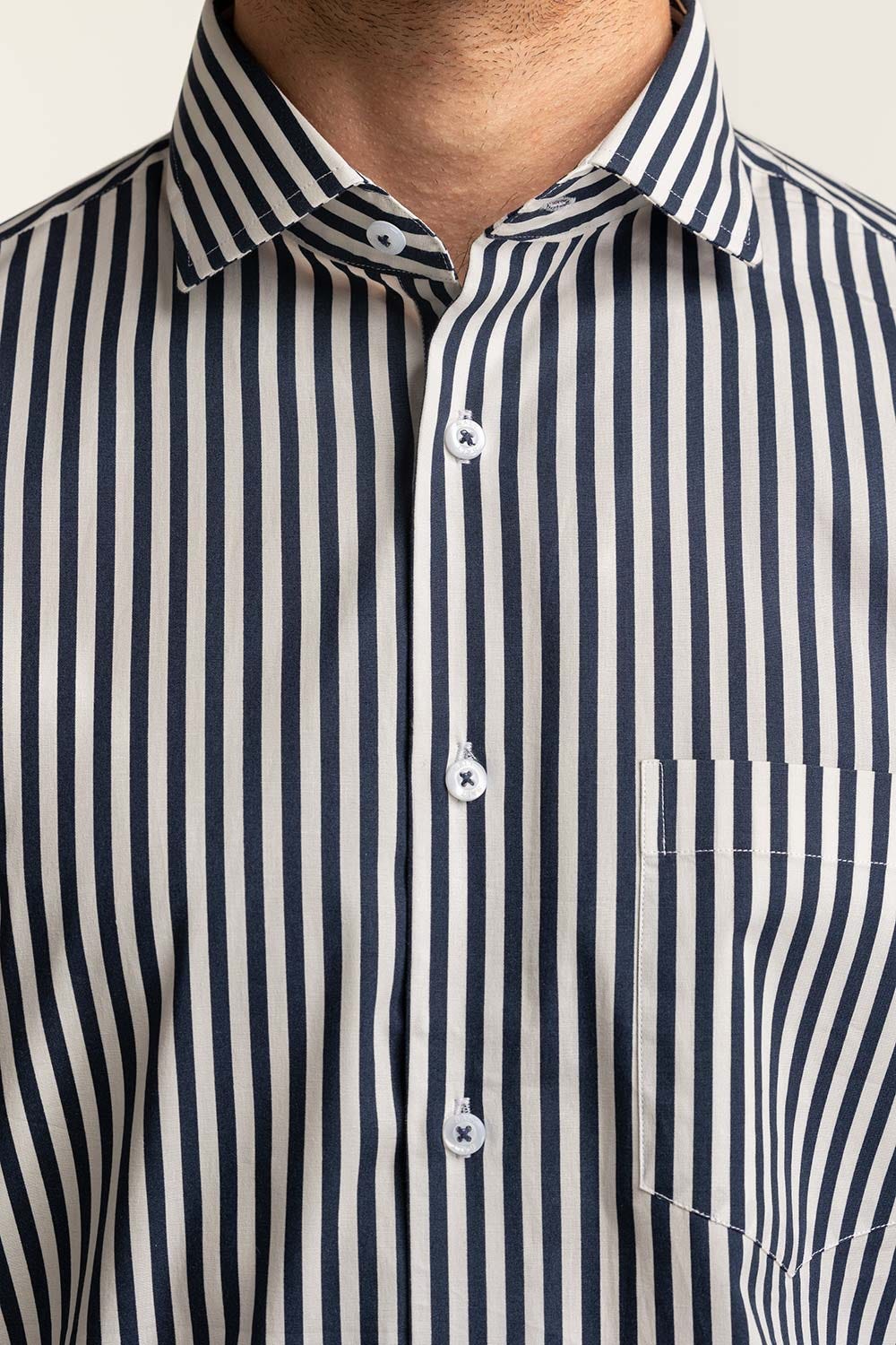 Navy White Stripe Formal Shirt MN-FS-PD24-034