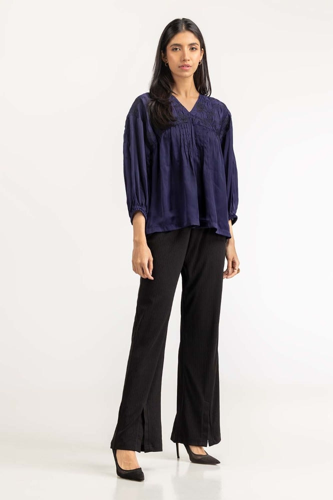 Navy Woven Blouse 231-217-054