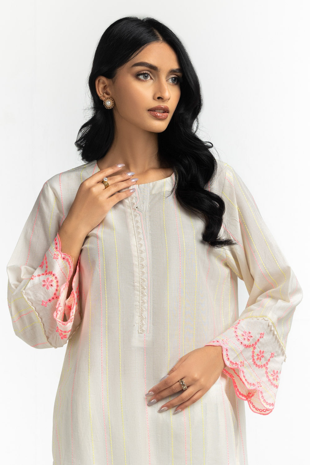 Neon Jacquard Embroidered Shirt And Trouser IPST-44405