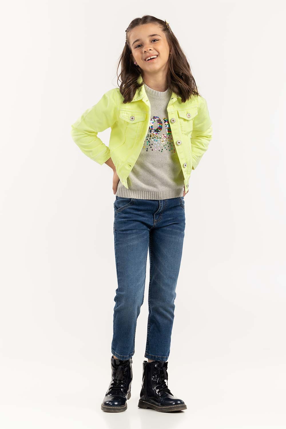 Girls Non Denim Sharp Green Jacket 224-410-052 B