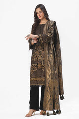 3 Piece Unstitched Embroidered Velvet Suit with Jacquard Dupatta NS-42001