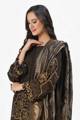 3 Piece Unstitched Embroidered Velvet Suit with Jacquard Dupatta NS-42001